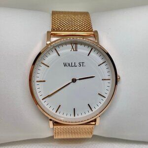 men watch 40mm quartz analog Wall Street rose gold tone m mesh band running